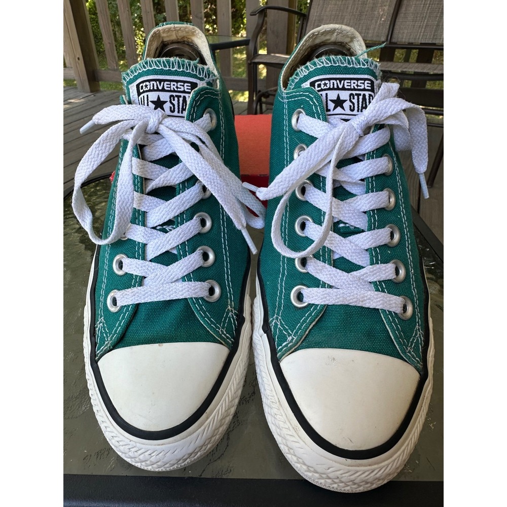 Converse All‎ Star Low Top Teal Green Sneakers Canvas Shoes Womens 7 Mens 5